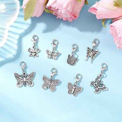 Подвеска в виде бабочки в тибетском стиле из сплава, с 304 открытыми соединительными кольцами из нержавеющей стали и карабинами из цинкового сплава