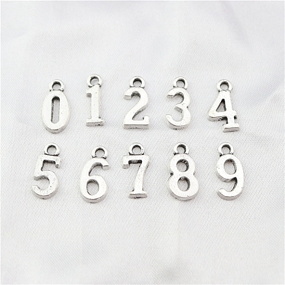 Alloy Pendants, Number 0~9, Cadmium Free & Lead Free
