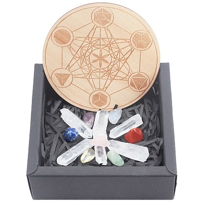 Chakra Beginners Kit, Meditation Gemstones Healing Stones, with Natural Wood Plate, Spiritual Gifts for Women