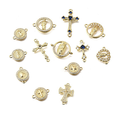 Подвески-соединители из латуни с микропаве из кубического циркония, реальный 16 k позолоченный