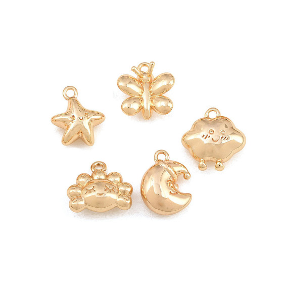 304 Stainless Steel Charms, Moon/Dumpling/Cloud/Star/Butterfly Charms, Long-Lasting Plated
