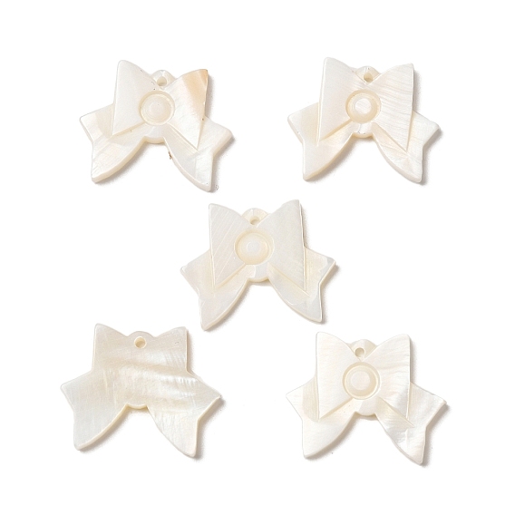 Natural Freshwater Shell Pendants, Bowknot Charms