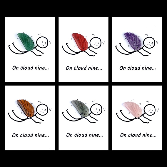 Резные фигурки крыльев из натуральных и синтетических драгоценных камней, орнамент, для домашнего украшения рабочего стола, Подарочная карта своими руками с вдохновением