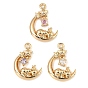 Латунные микро проложить кубического циркония подвески, реальный 18 k позолоченный, луна, кролик и звезда