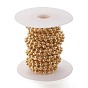 Brass Ball Chains, Corrugated Beads, with Spool, Long-Lasting Plated, Unwelded