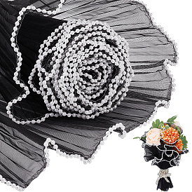 Ramo de flores de poliéster envoltura de papel de malla, con borde de plástico abs imitación perla, ramo embalaje papel arrugado ondulado neta hilo, para el día de San Valentín, boda, decoración de cumpleaños