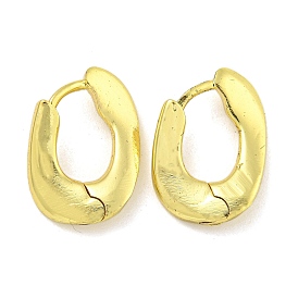 Rack Plating Oval Brass Hoop Earrings for Women, Cadmium Free & Lead Free, Long-Lasting Plated