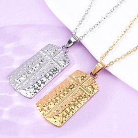 Текстура прямоугольник с крестом 304 ожерелья с подвеской из нержавеющей стали, ионное покрытие (ip)