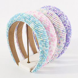 F5537 Rice beads simple wide-brimmed headband gradient light color gentle headband daily going out headwear
