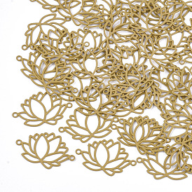 430 звенья / соединители из нержавеющей стали, окрашеные, гравированные металлические украшения, лотос