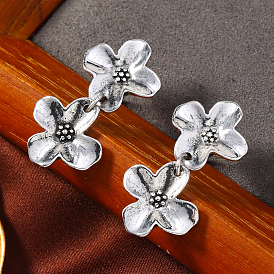 Vintage Four-leaf Clover Flower Alloy Stud Earrings