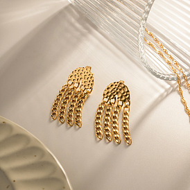 Fashion Women's Versatile Titanium Steel Earrings Stainless Steel Texture Stainless Steel Chain Tassel Earrings Earrings