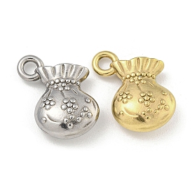 Ion Plating(IP) 304 Stainless Steel Charms, Money Bag Charm