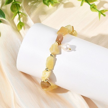 Bracelets à breloques pour femmes, composés de perles d'opale jaune naturelle et de perles de culture d'eau douce naturelles.