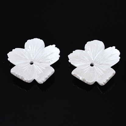 Opaque Resin Bead Caps, 5-Petal, Flower