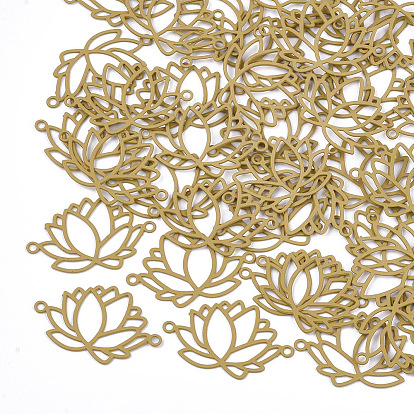 430 звенья / соединители из нержавеющей стали, окрашеные, гравированные металлические украшения, лотос