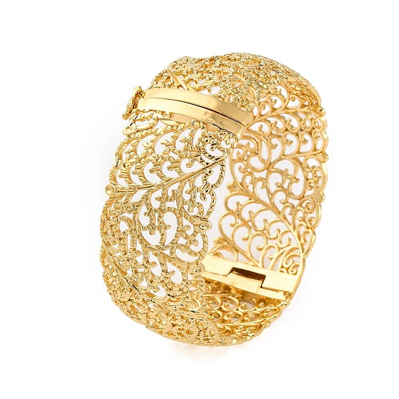 Лист полые полые стойки покрытие латунь шарнирные браслеты для женщин, долговечный, без кадмия и без свинца