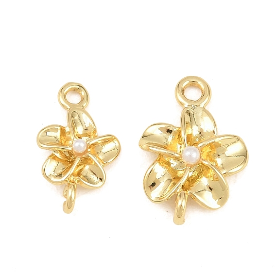 Латунные подвески с соединительными элементами из АБС-пластика, имитирующими жемчуг, цветок ссылки, без кадмия и без свинца, долговечный, стойки покрытие, белые