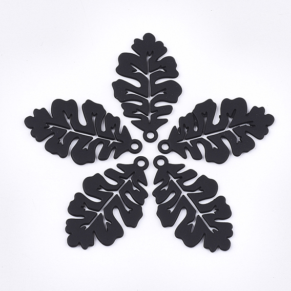 Spray Painted Alloy Pendants, Leaf