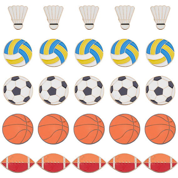 25шт. 5 стили спортивные эмалированные броши, булавки для лацканов из сплава для одежды рюкзака, разнообразные