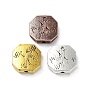Сплавочные овальные бусины тибетского стиля , без кадмия и без свинца, шестиугольник с цветком