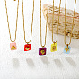 304 Colliers à chaîne à billes rectangulaires en acier inoxydable avec pendentif en forme de fruit, or