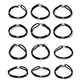 PU Leather Round Cord Multi-strand Bracelets, Constellation Alloy Bracelets for Women Men