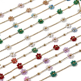 304 из нержавеющей стали цепи связи цветок, со стеклом, стойки покрытие, долговечный, ионное покрытие (ip), реальный 18 k позолоченный, пайки, с катушкой