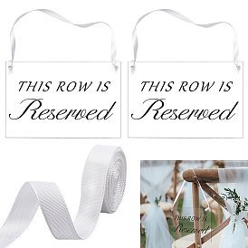 2шт. прямоугольные акриловые таблички для стола, обозначенные как "зарезервировано", с 2 ярдами односторонних полиэстеровых атласных лент