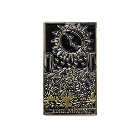 The Moon Tarot Card Enamel Pin, Electrophoresis Black Brass Brooch for Backpack Clothes
