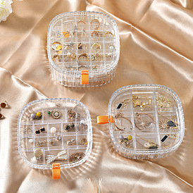 Plastic Jewelry Storage Grids Boxes, Multilayer Jewelry Storage Case for Rings, Earrings, Square