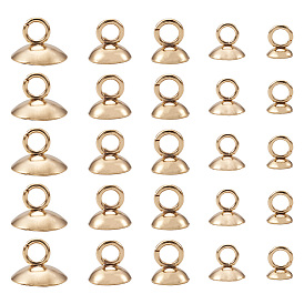 75 шт. 5 стили 304 нержавеющая сталь бусины колпачки подвески, для изготовления стеклянного кулона, полукруглый