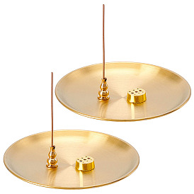 2 Porte-encens en laiton (pièces), avec 2 pièces 201 plaque en acier inoxydable et 2 pièces support pour brûleur d'encens en alliage de zinc
