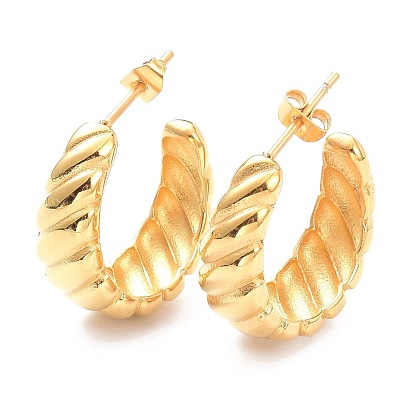 Ion Plating(IP) 304 Stainless Steel Stud Earrings, with Ear Nuts, Ring