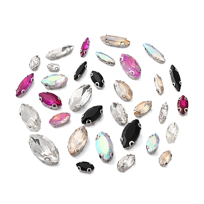 Конский глаз пришить стразами, многожильных ссылки, стекло горный хрусталь, с настройками зубцов из нержавеющей стали, аксессуары для одежды, граненые