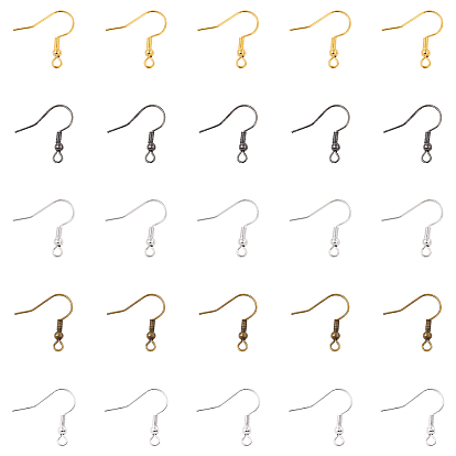 500 шт 5 цвета железные серьги крючки, с горизонтальной петлей, провод уха, без кадмия и без свинца