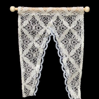 Mini cortina de encaje de tela, accesorios de casa de muñecas micro paisaje hogar, simulando decoraciones de utilería