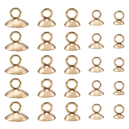 75 шт. 5 стили 304 нержавеющая сталь бусины колпачки подвески, для изготовления стеклянного кулона, полукруглый