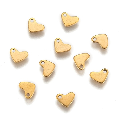 304 Stainless Steel Heart Charms Ion Plating(IP), Chain Extender Teardrop, 7.5x5.5x1mm, Hole: 1mm