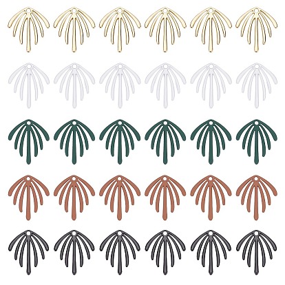 30Pcs 5 Style Spray Painted Alloy Pendants, Leaf