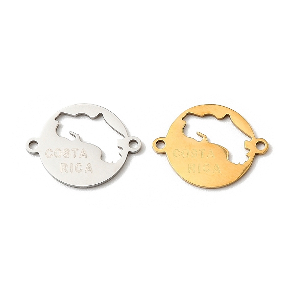 201 подвески из нержавеющей стали, плоский круг с лазерной резкой ссылки на карту Коста-Рики, ионное покрытие (ip)