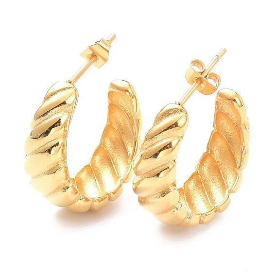 Ion Plating(IP) 304 Stainless Steel Stud Earrings, with Ear Nuts, Ring