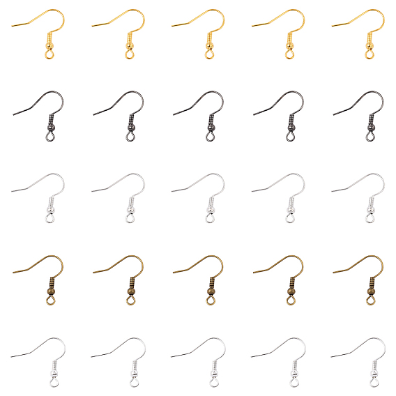 500 шт 5 цвета железные серьги крючки, с горизонтальной петлей, провод уха, без кадмия и без свинца