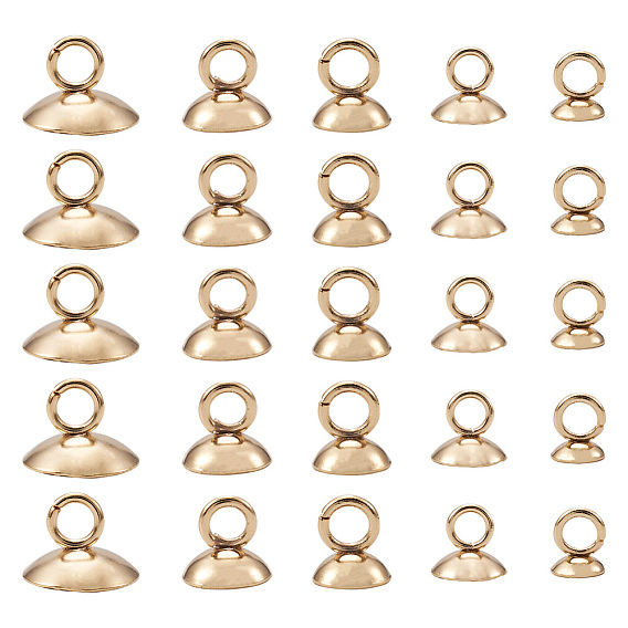 75 шт. 5 стили 304 нержавеющая сталь бусины колпачки подвески, для изготовления стеклянного кулона, полукруглый