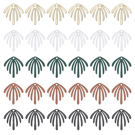 30Pcs 5 Style Spray Painted Alloy Pendants, Leaf