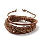 Adjustable PU Leather & Waxed Cords Triple Layer Multi-strands Bracelets
