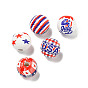 Набивные деревянные европейские бусины, круглые, стиль флага США