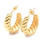 Ion Plating(IP) 304 Stainless Steel Stud Earrings, with Ear Nuts, Ring