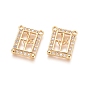 Brass Micro Pave Clear Cubic Zirconia Pendants, Long-Lasting Plated, Rectangle