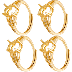 4 шт. регулируемые латунные компоненты кольца на палец, 4 настройки кольца зубца когтя, овальные